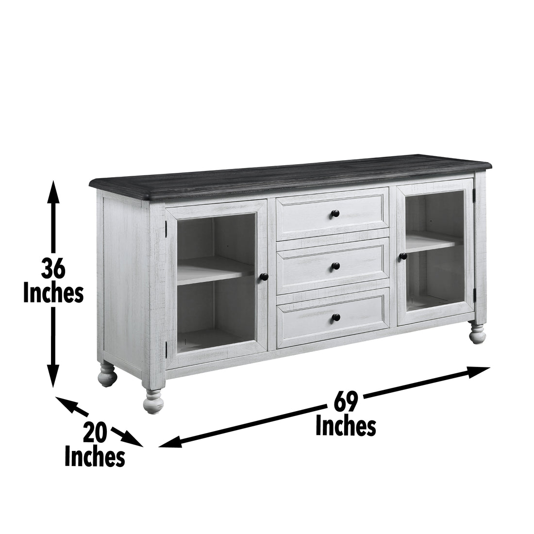 Heston Tv Stand Or Server White - White Wood