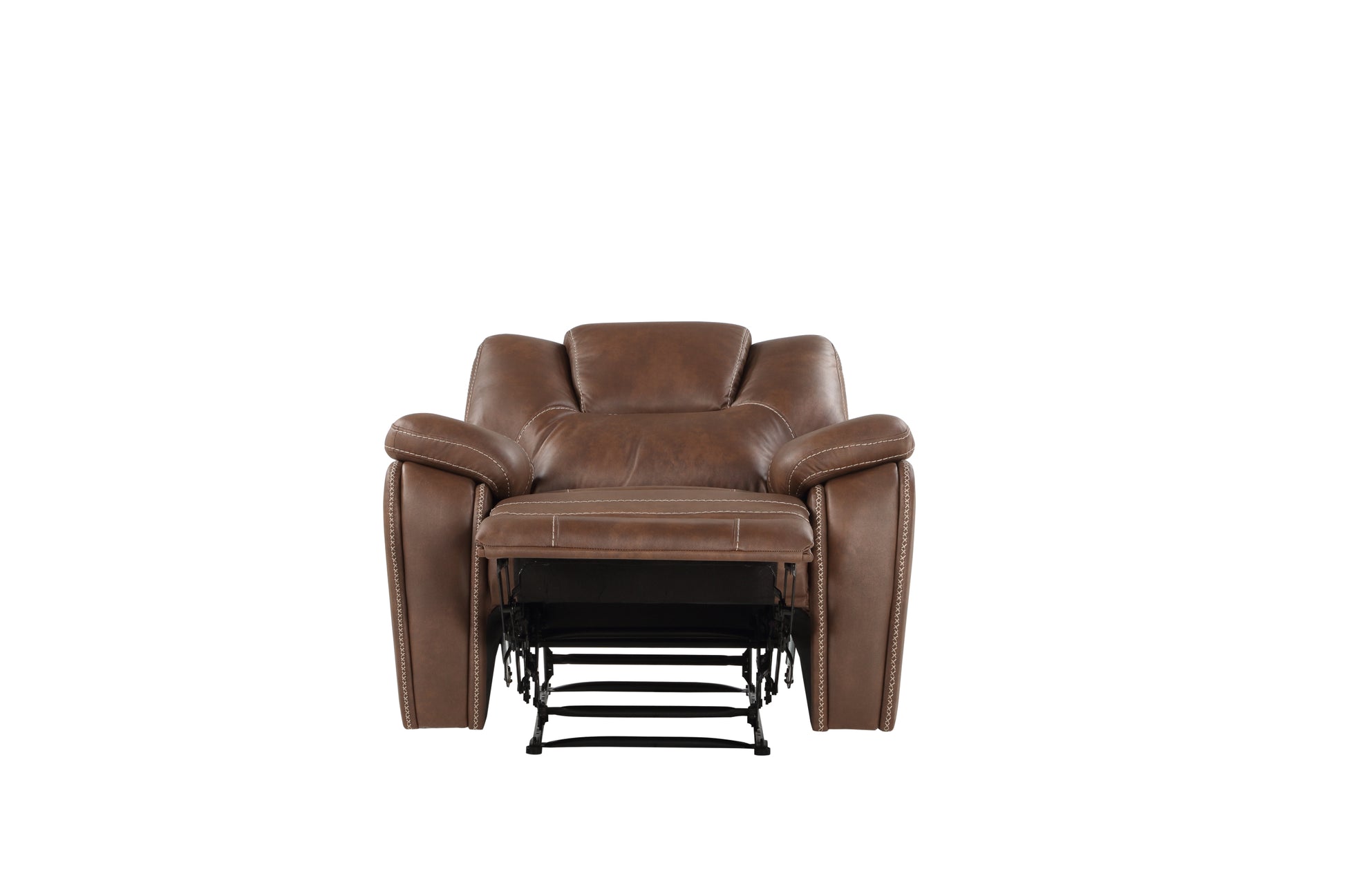 Katrine Pu Manual Motion Recliner Chestnut Brown Dark Brown Faux Leather