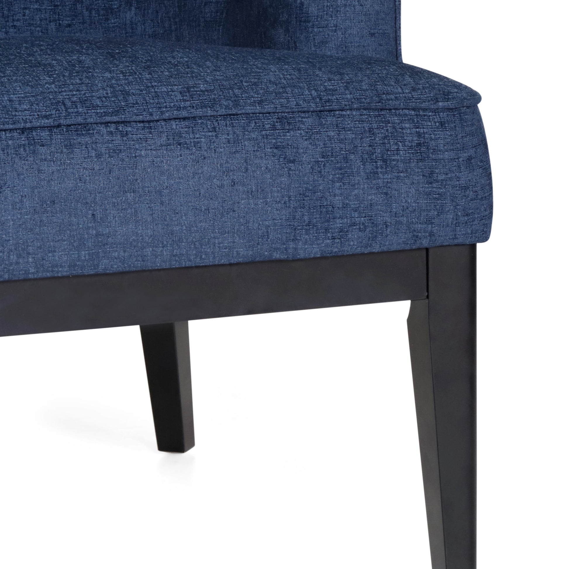 Accent Chair Navy Blue Wood Fabric