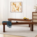 Indoor Solid Wood Bench Set Of 2 Brown Acacia Wood