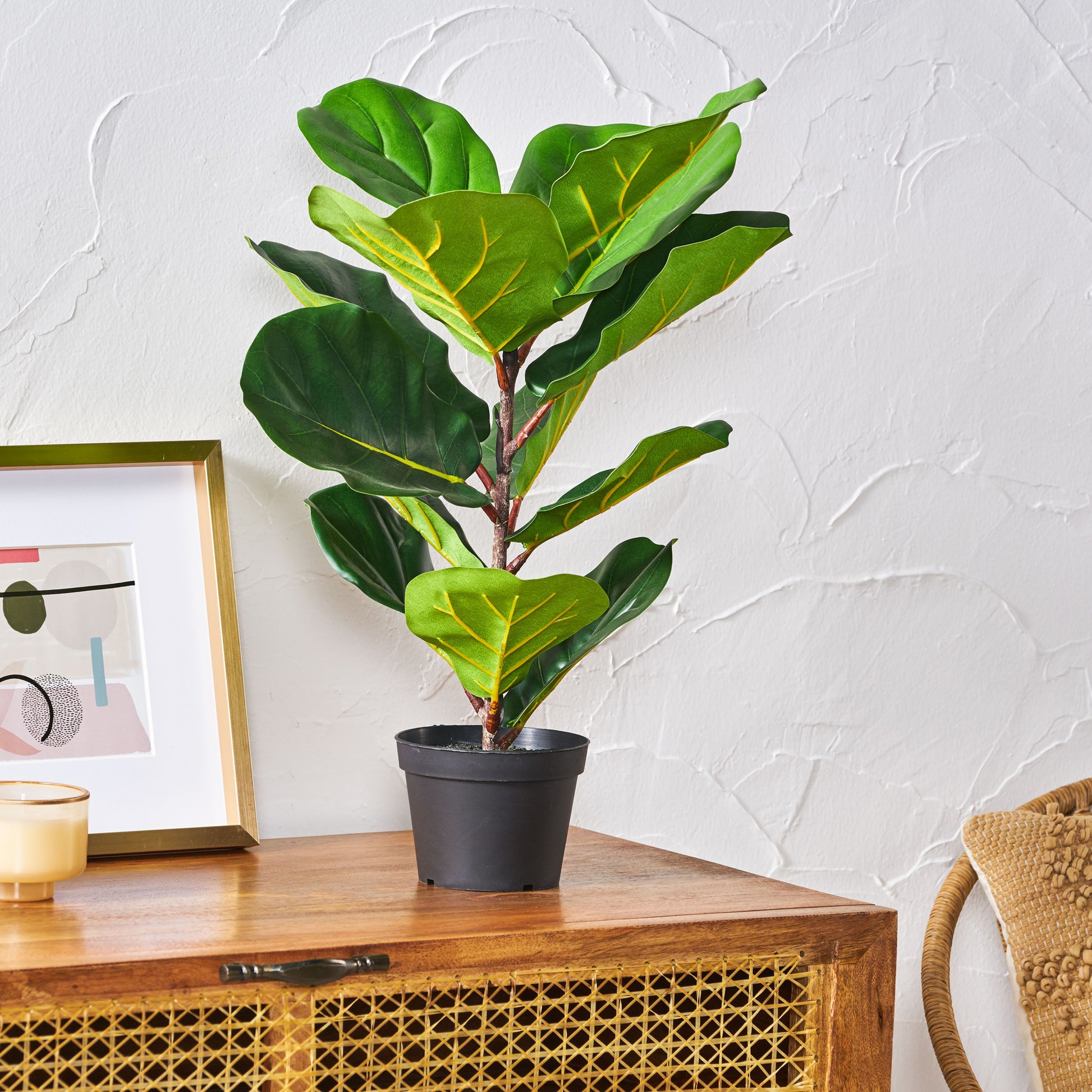 plastic fiddle leaf fig 65Cm Artificial Fiddle Leaf Fig Tree Green Iron Plastic
