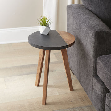 Caspian Round Accent End Table Brown Brown Wood