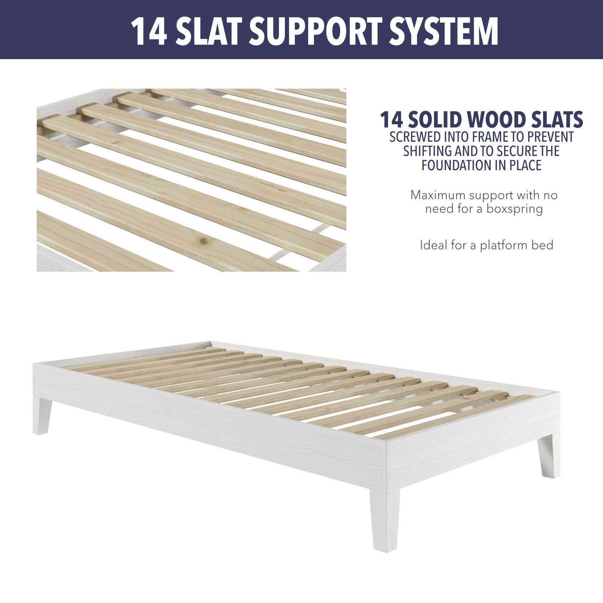 Nix Twin Platform Bed White Twin White Wood