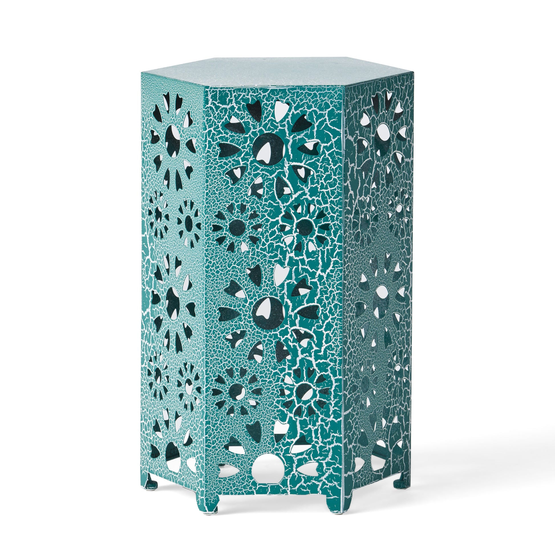 Eliana 14" Side Table Teal Iron