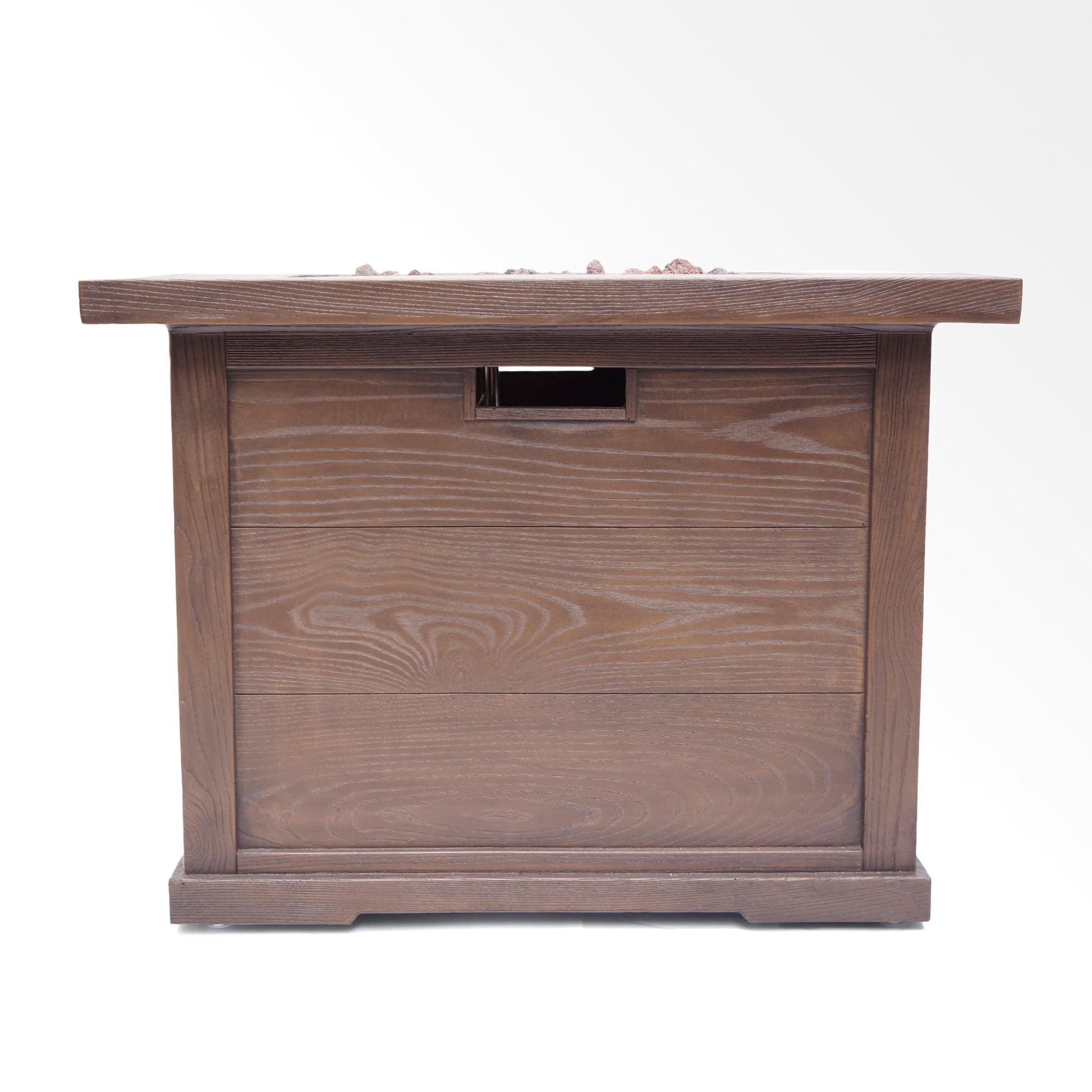 Patio Outdoor 24'' H X 32'' W Square Gas Burning Concrete Fire Pit Wood Pattern Brown 40,000 Btu Brown Garden & Outdoor Magnesium Oxide