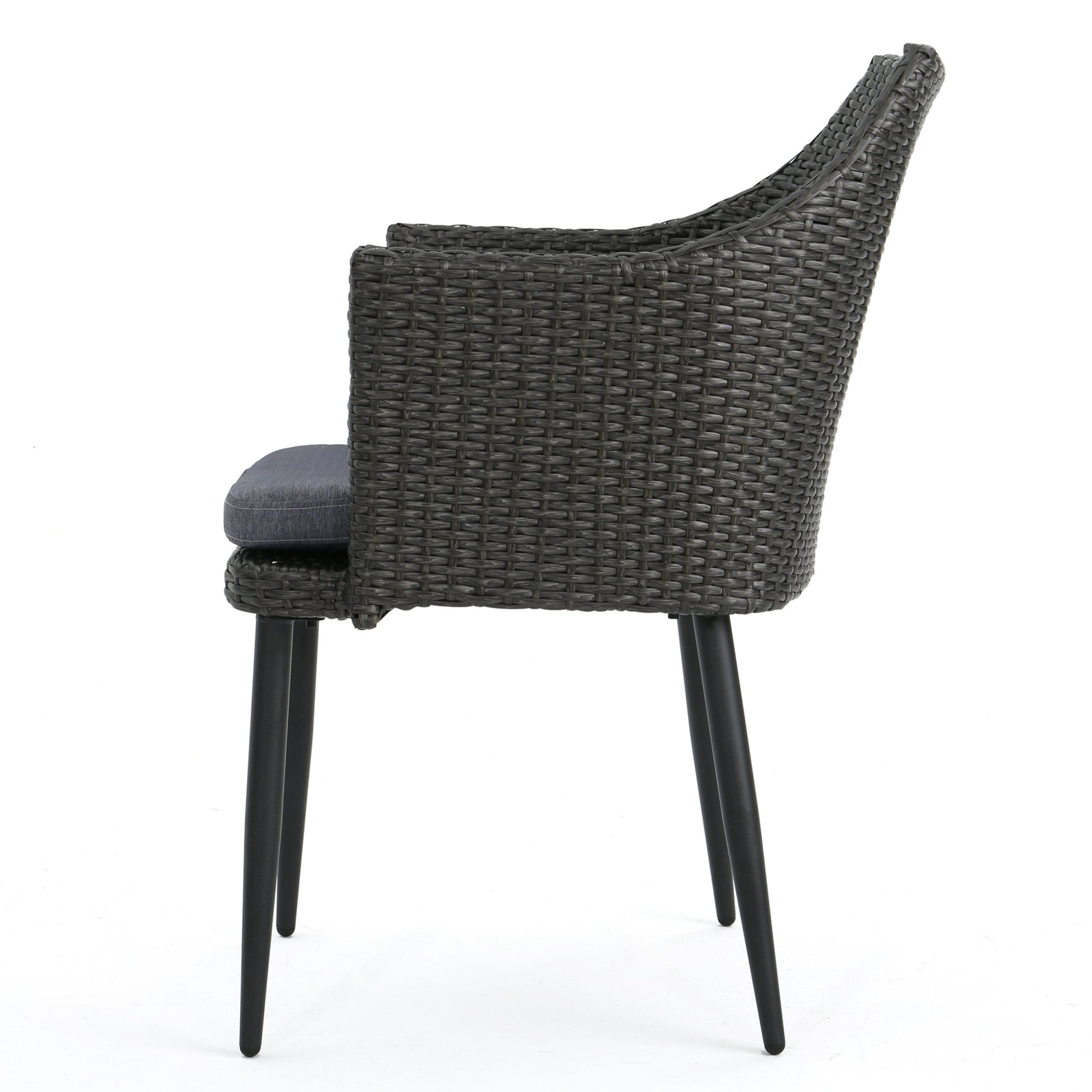Kennethchair Grey Pe Rattan Iron Waterproof Fabric