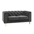 Charlene Velvet Loveseat Gray Dark Gray Fabric