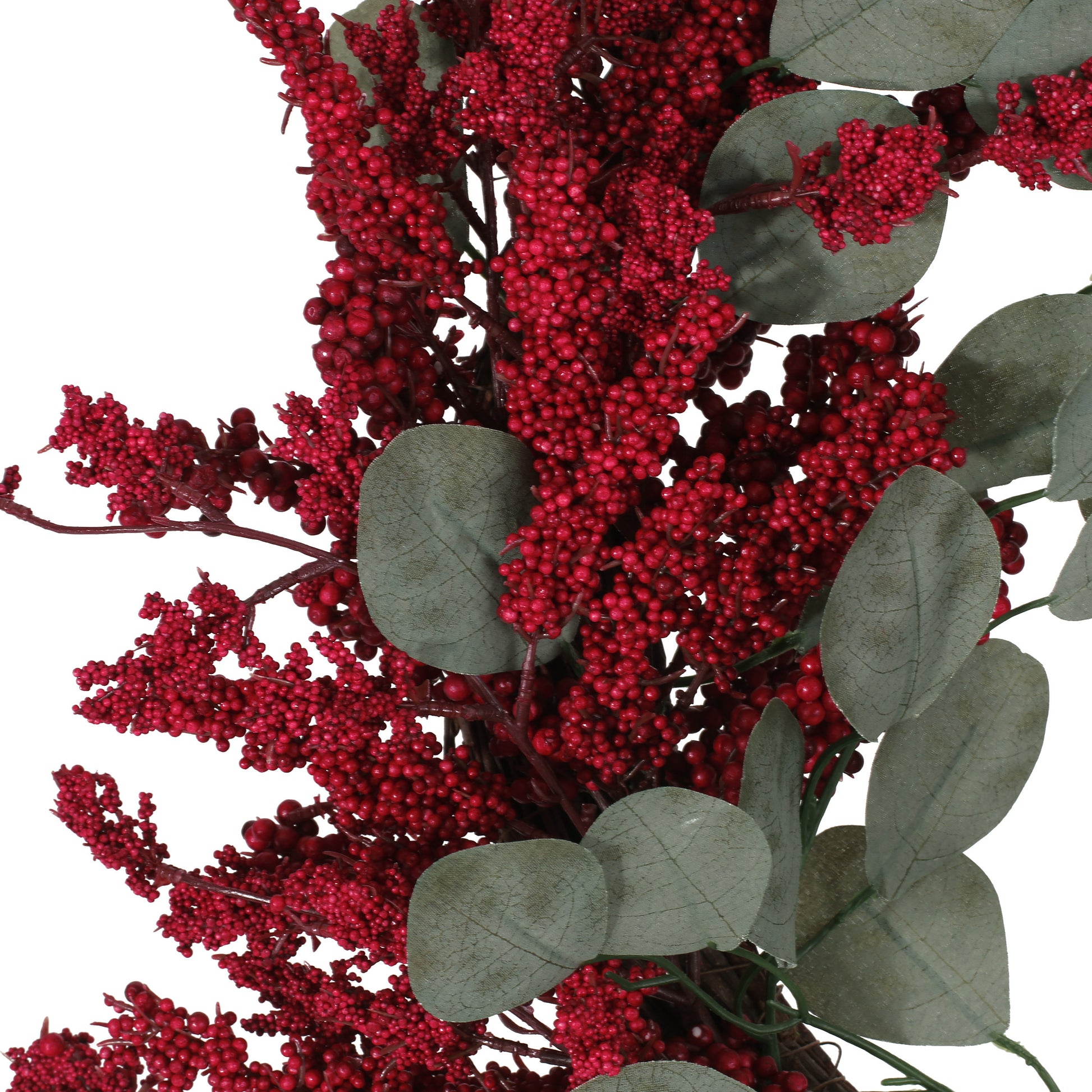 29" Eucalyptus Berry Wreath Red Polyester