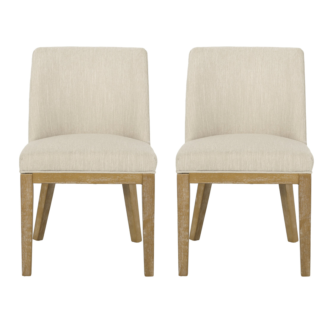 Dining Chair Mp2 Set Of 2 Beige Solid Wood Mdf