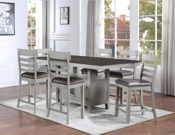 Hyland 7 Piece Dining Set Pearl Silver Silver White Wood