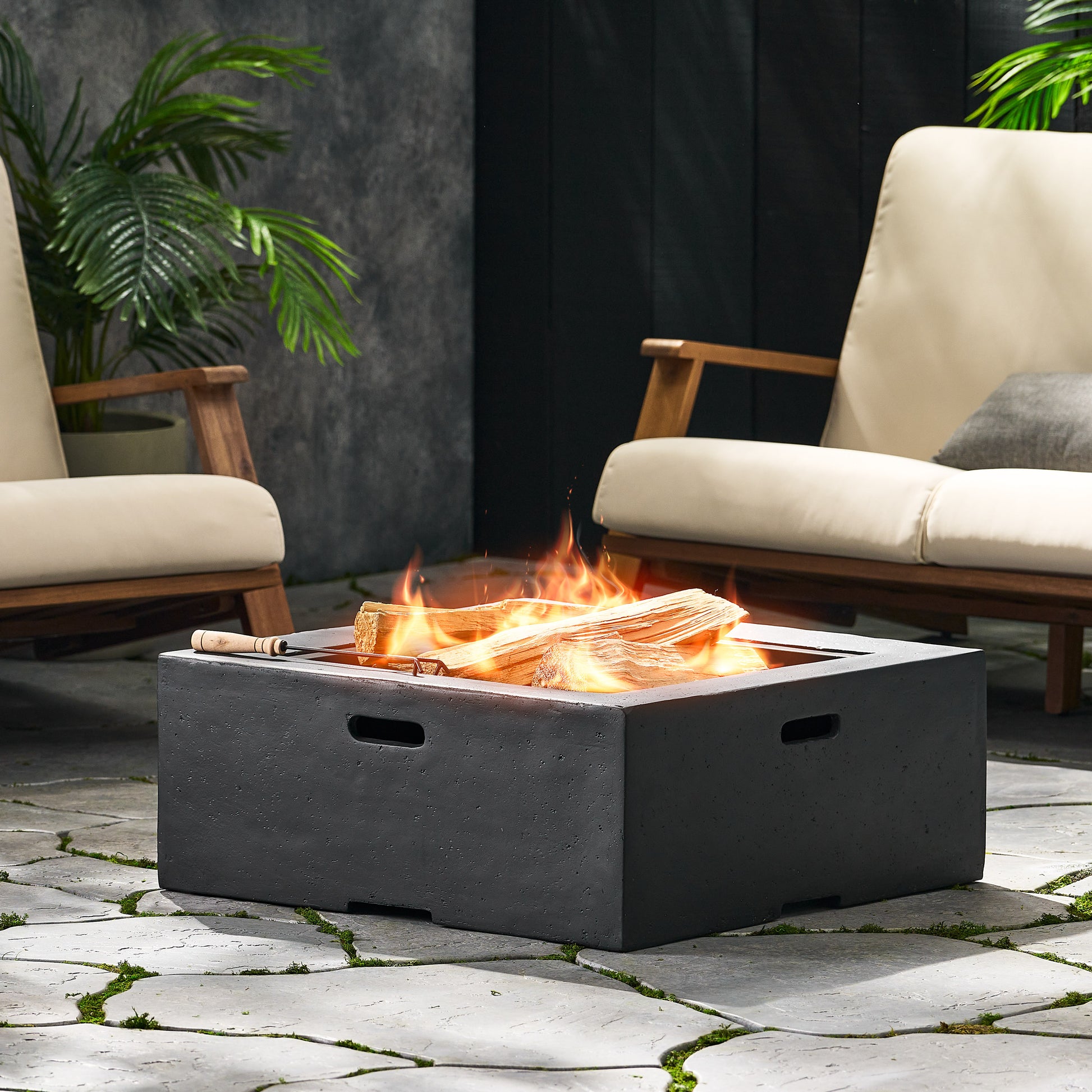 Mgo 29 Square Wood Burning Fire Pit Dark Gray Magnesium Oxide