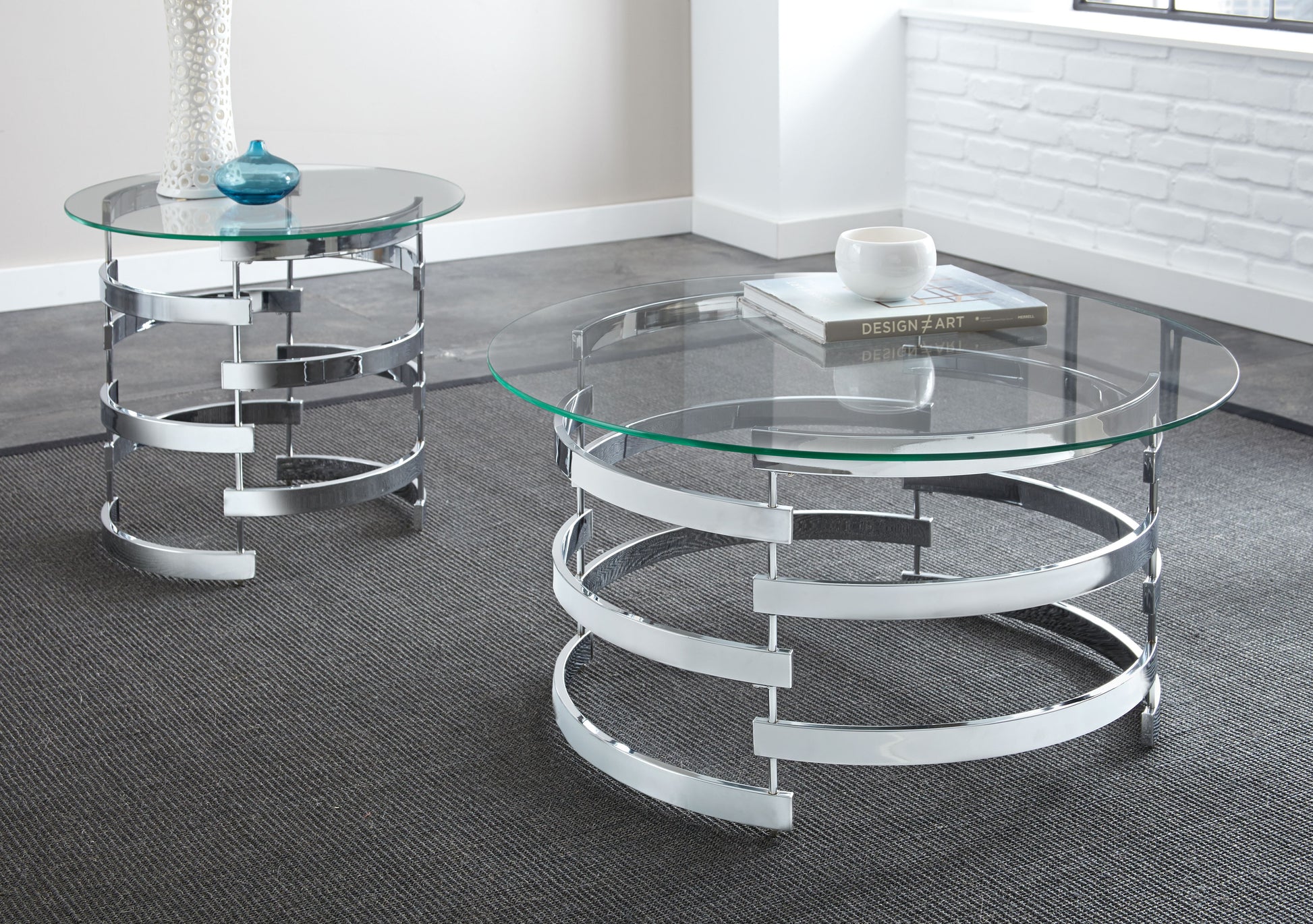 Tayside Coffee Table Gray Chrome Iron