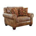 Rustic All Leather Chair Premium Construction, Top Grain Leather Nail Head Trim, Contrasting Pillows Comfort And Style In Casual Living Spaces Camel Foam Leather