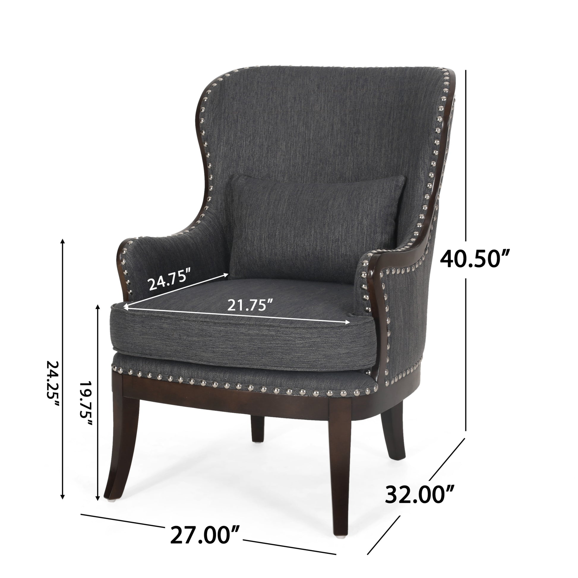 Accent Chair Charcoal Fabric