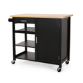 Kitchen Cart Black Wood