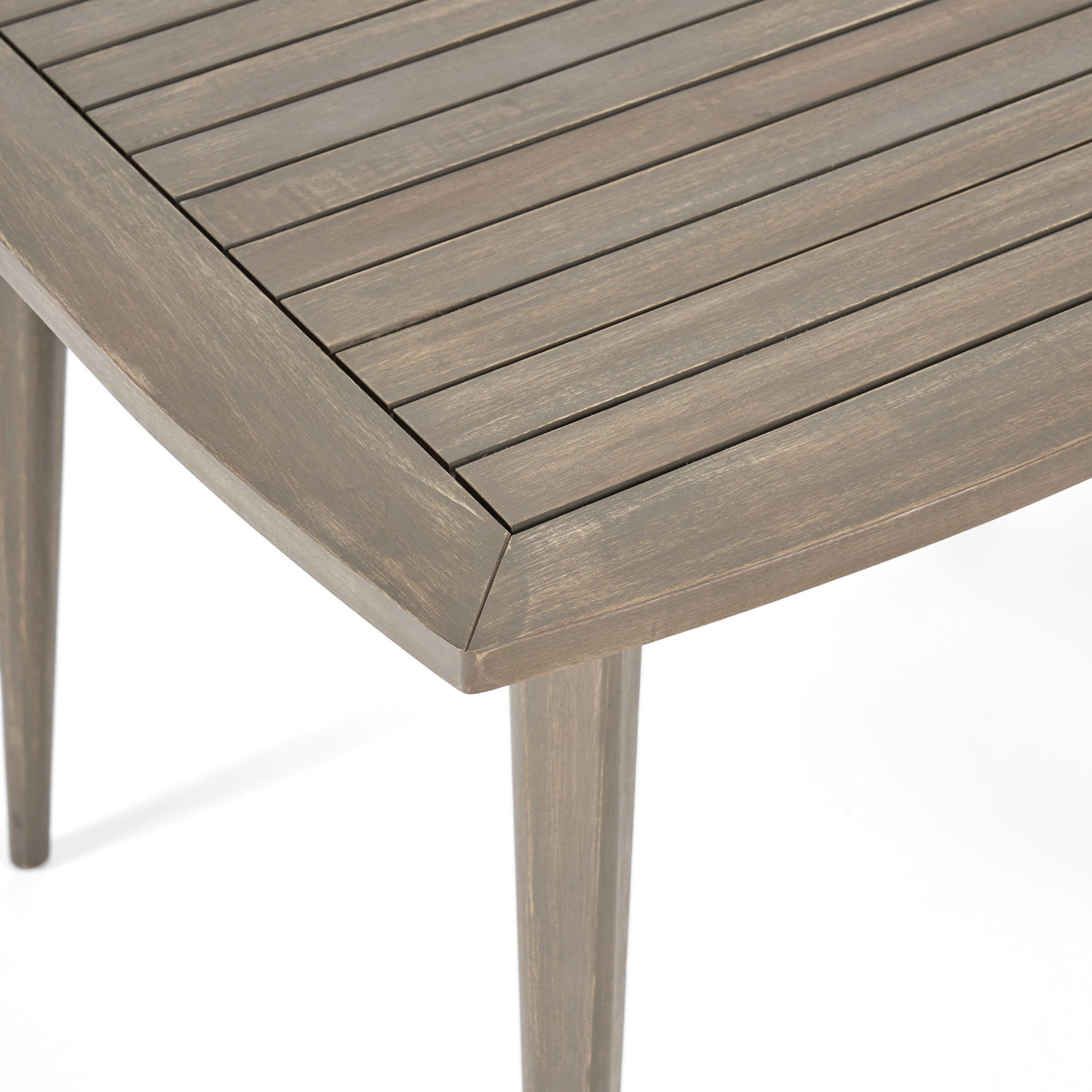 Outdoor Square Acacia Wood Table With Straight Legs, Gray Grey Acacia Wood