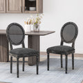 Dinning Chairs Mp2 Set Of 2 Grey Wood Fabric Rattan