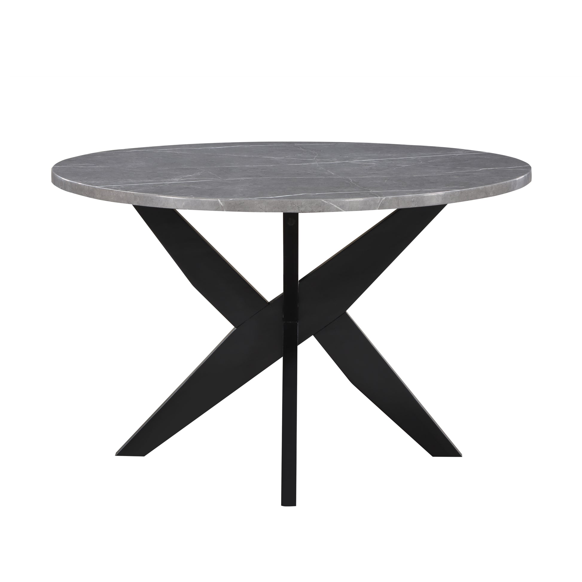 Amy Round Faux Marble Dining Table Gray Gray Wood