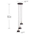 Renmarco Contemporary 3 Light Cluster Pendant Black Iron