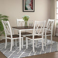 5 Piece Dining Table Set Home Kitchen Table And Chairs Wood Dining Set, White Cherry White Wood Dining Room Solid Wood Acacia Rectangular Dining Table With Chair Wood Wood White Slat Back Seats 4 Farmhouse 4 Leg Solid Wood