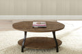 Denise Oval Cocktail Table Brown Brown Iron