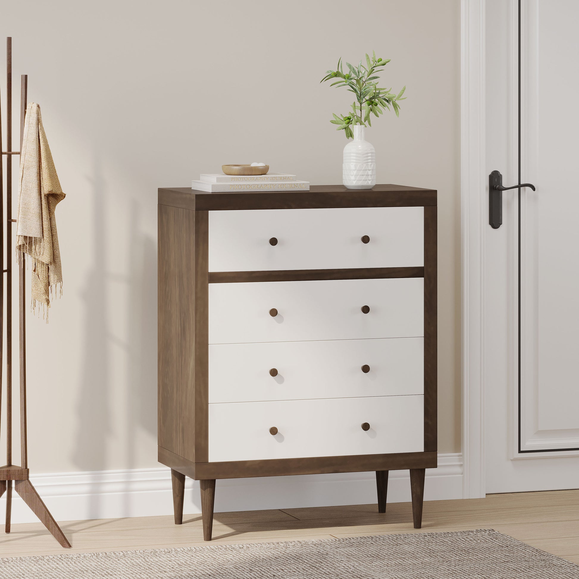 Nordic 4 Drawer Chest Walnut Mdf