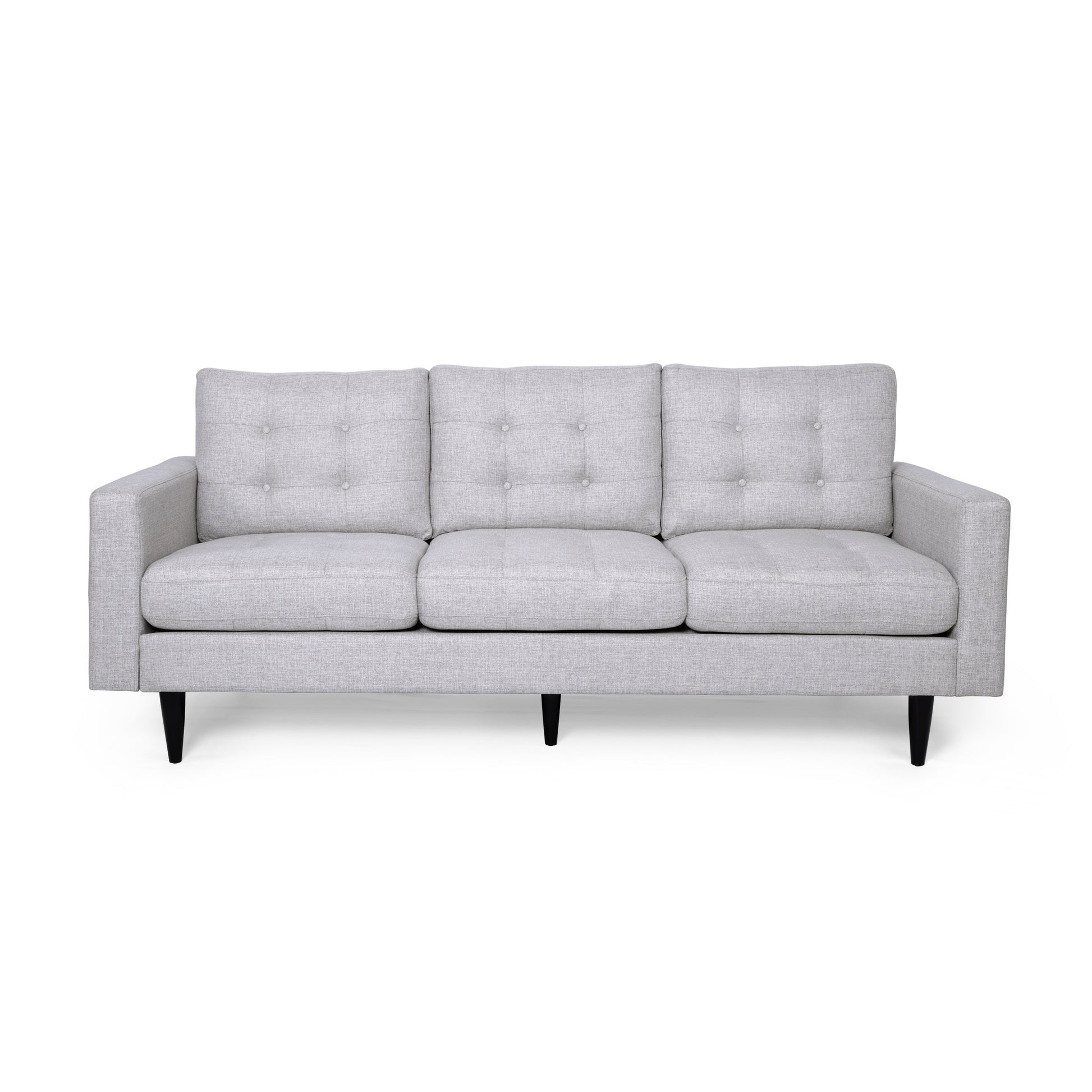 Jenny Contemporary Tufted Fabric 3 Seater Sofa Beige Fabric