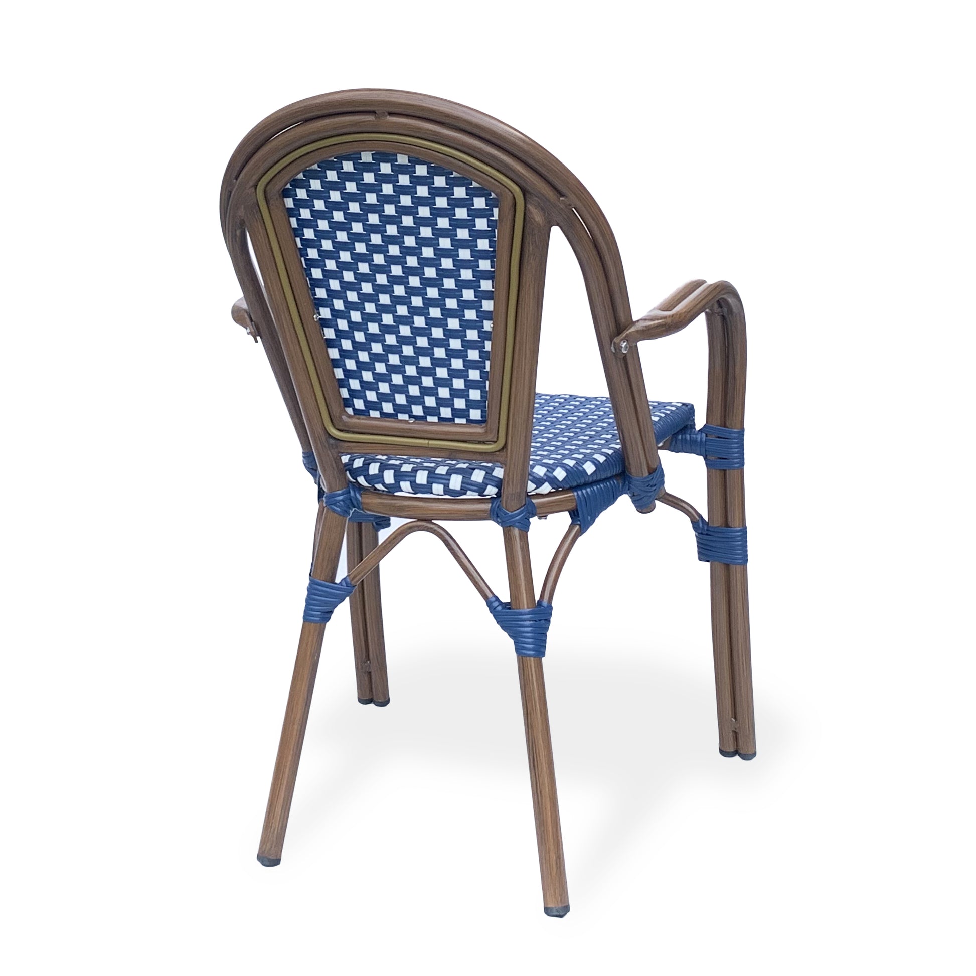 Bistro Chair White Navy Rattan