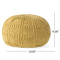 Yuny Knitted Cotton 20 X 20 Round Pouf Yellow Cotton