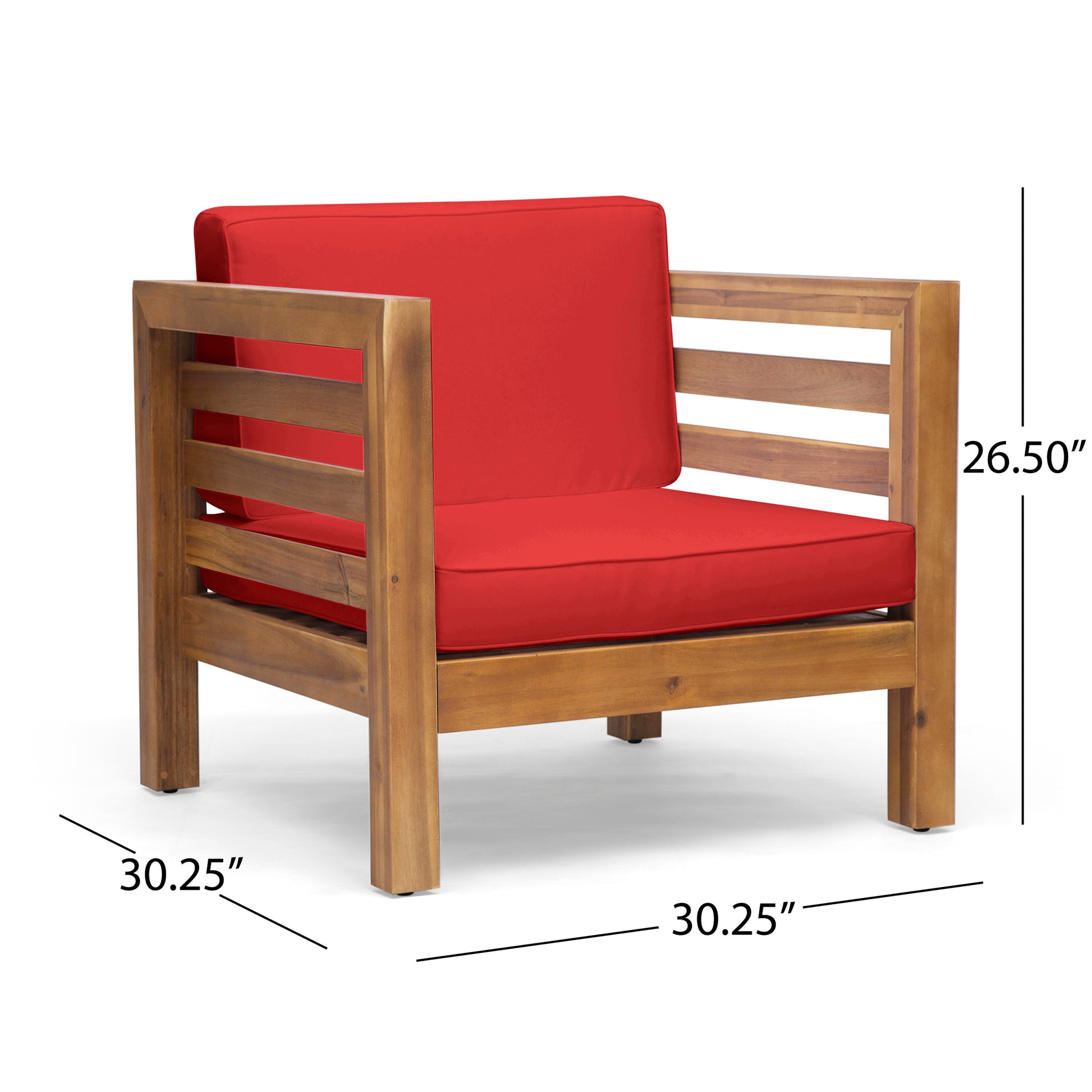 Oana Club Chair Red Wood Fabric