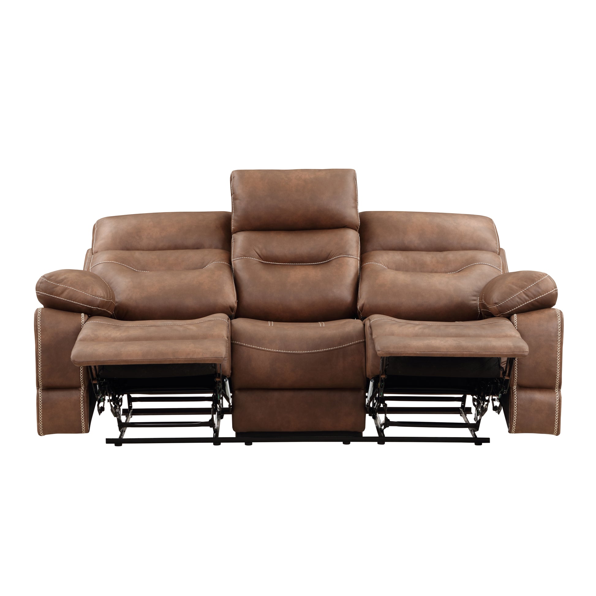 Rudger Manual Reclining Sofa Brown Dark Brown Wood 3 Seat