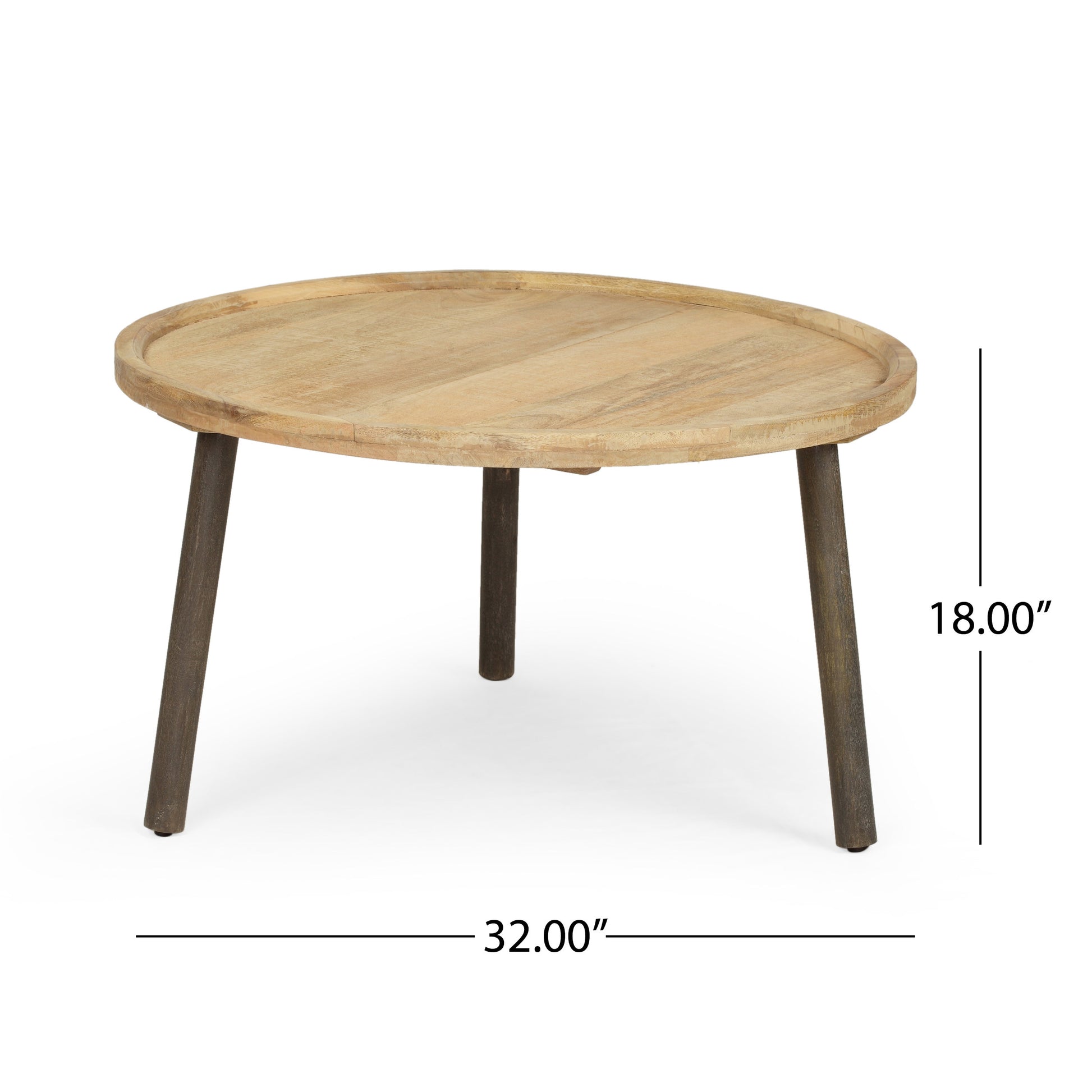 Round Table K D Natural Black Wood