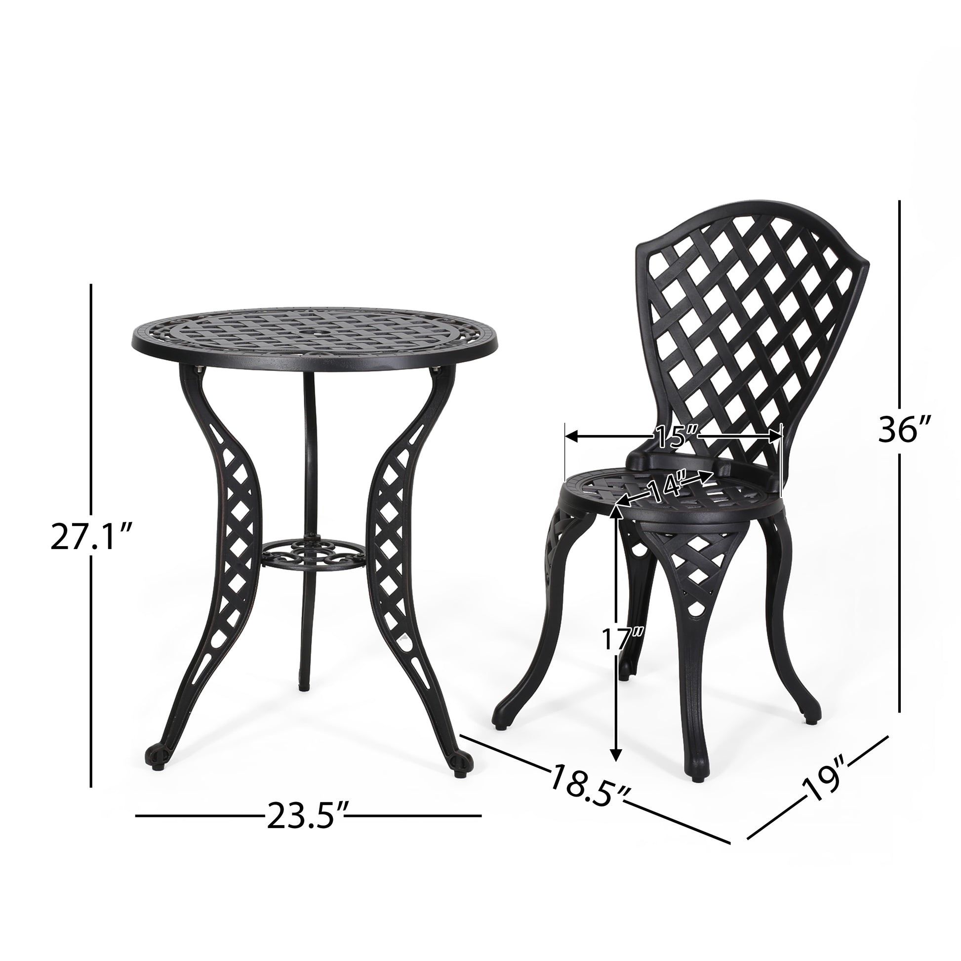 Bono Metal Bistro Set Black Aluminium