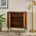 Wooden & Iron Sideboard Dark Brown Wood