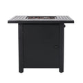 Outdoor Patio Propane Fire Pit 24.5'' H X 28'' W Square Iron Gas Burning Fire Table 40,000 Btu, Tank In Side, Black Black Iron