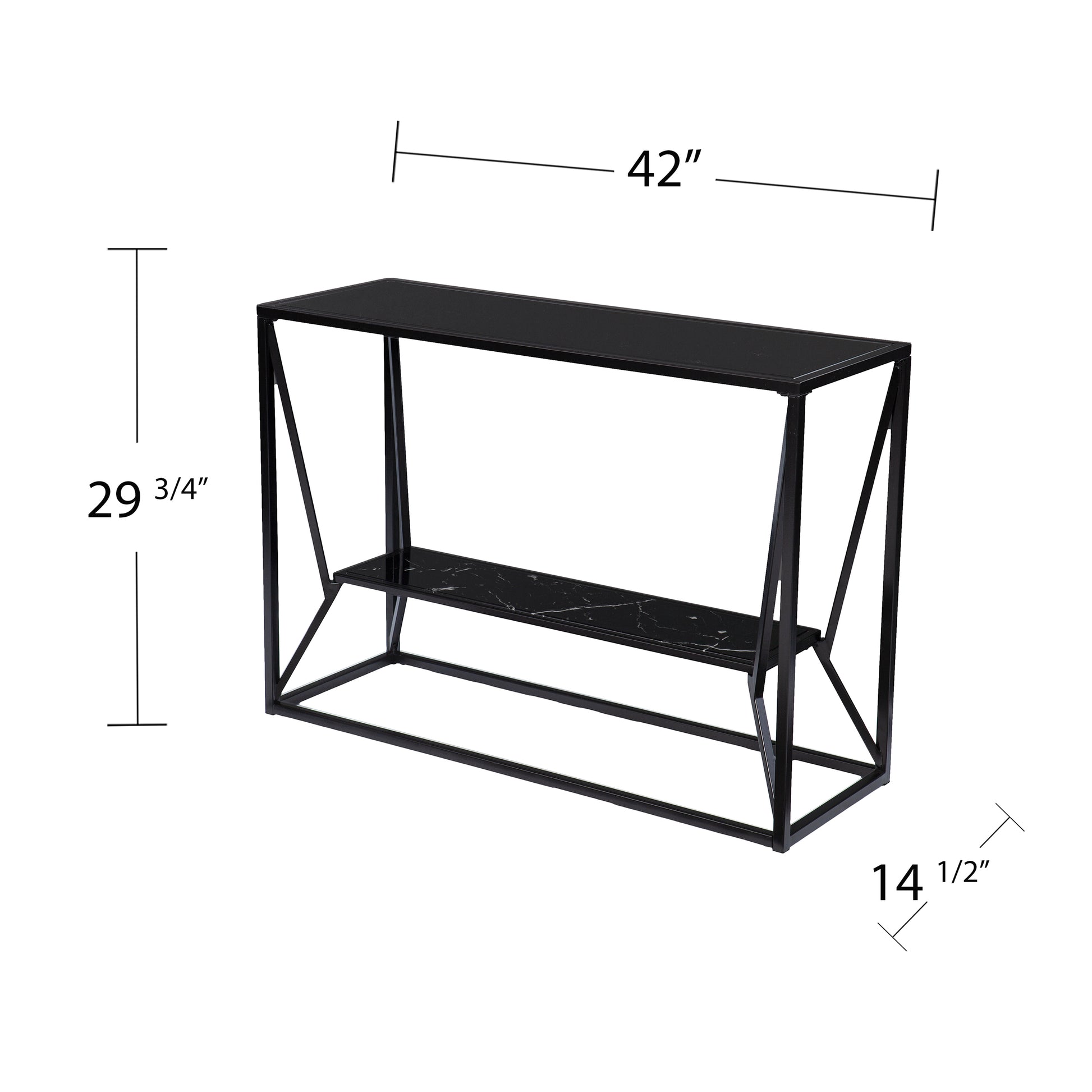 Argall Long Glass Top Console Table Black Iron