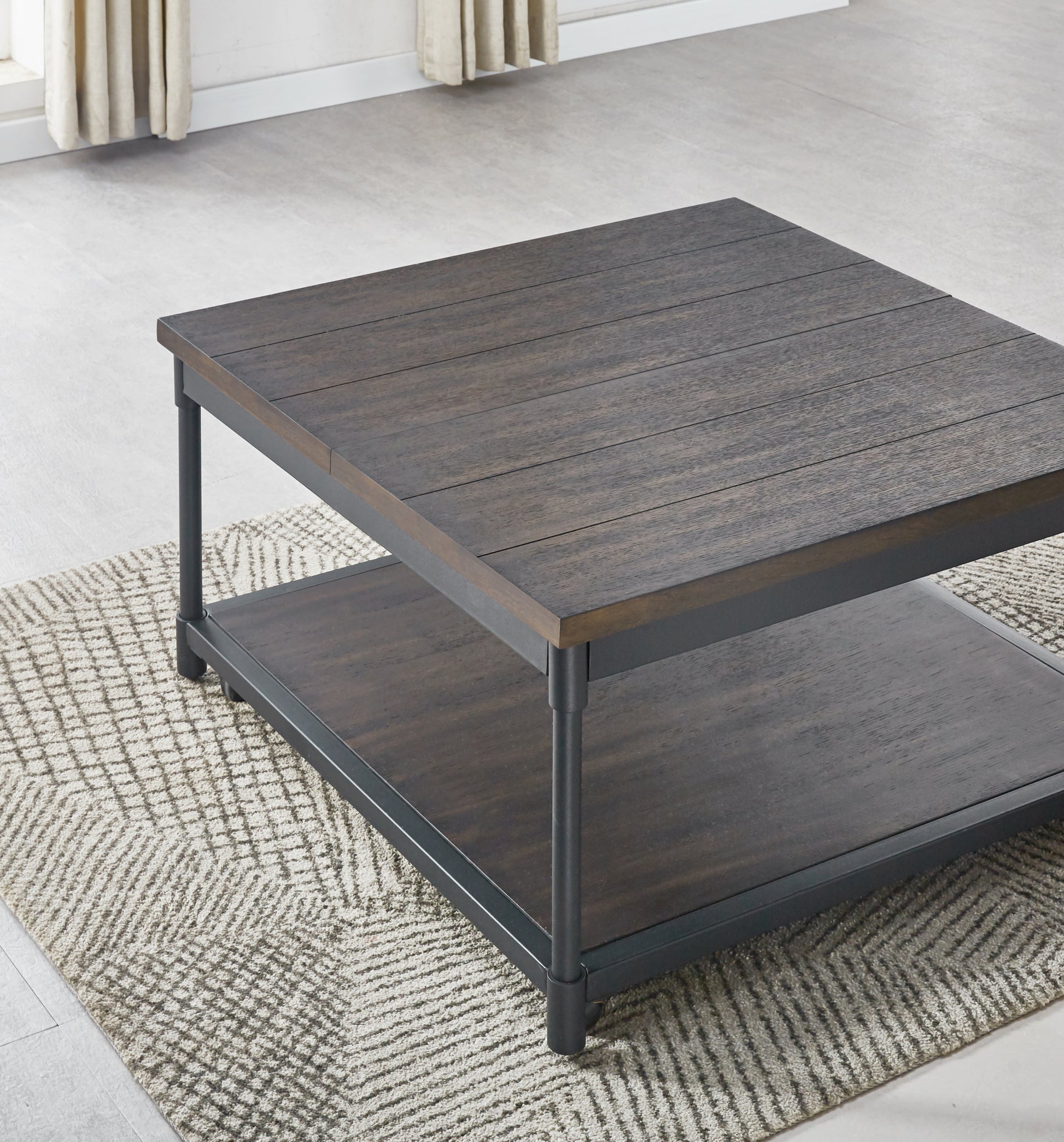 Prescott Lift Top Square Cocktail Table Brown Brown Iron