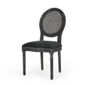 Dinning Chairs Mp2 Set Of 2 Grey Wood Fabric Rattan