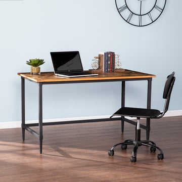 Lawrenny Reclaimed Solid Wood Desk Black Solid Wood