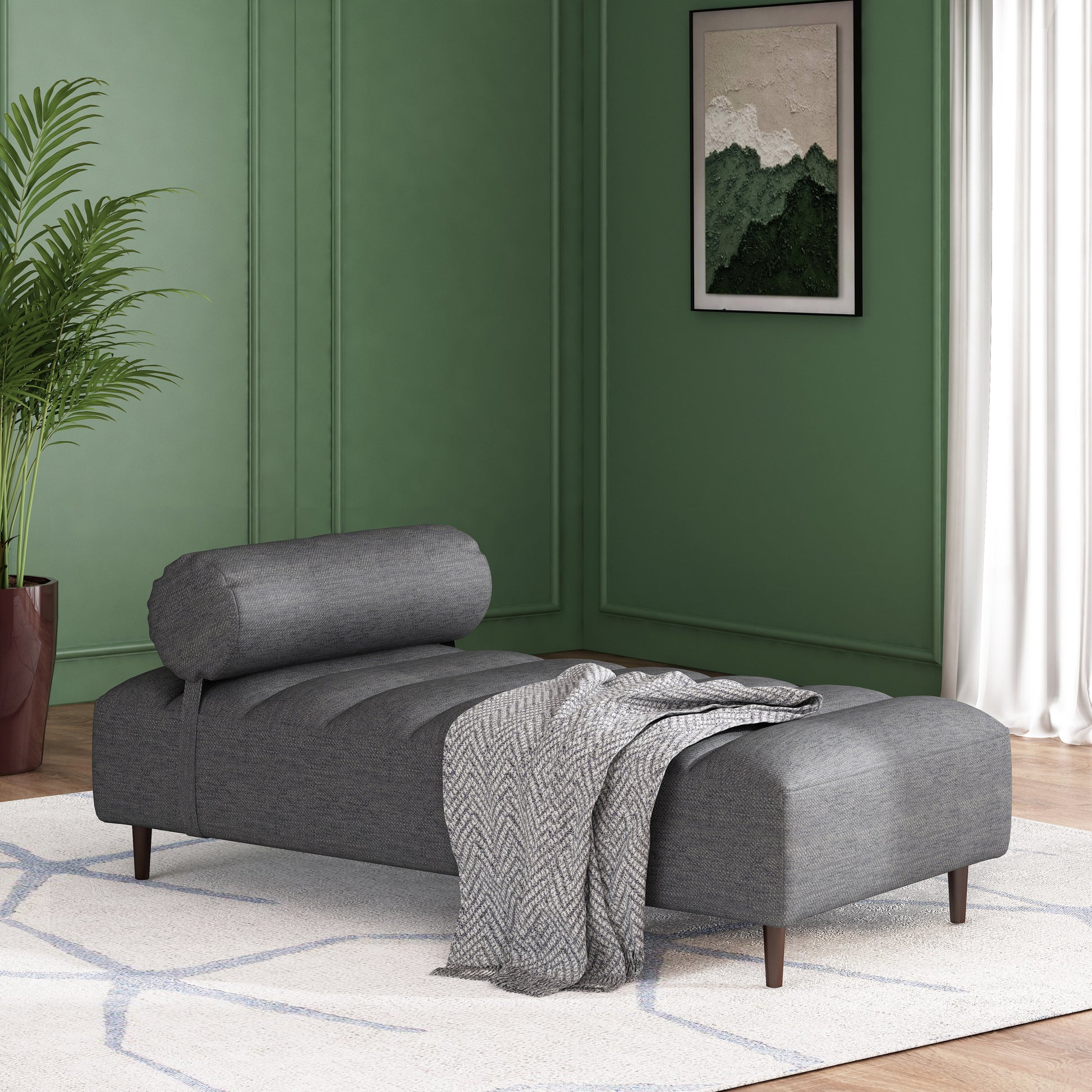 Chaise Lounge Charcoal Fabric