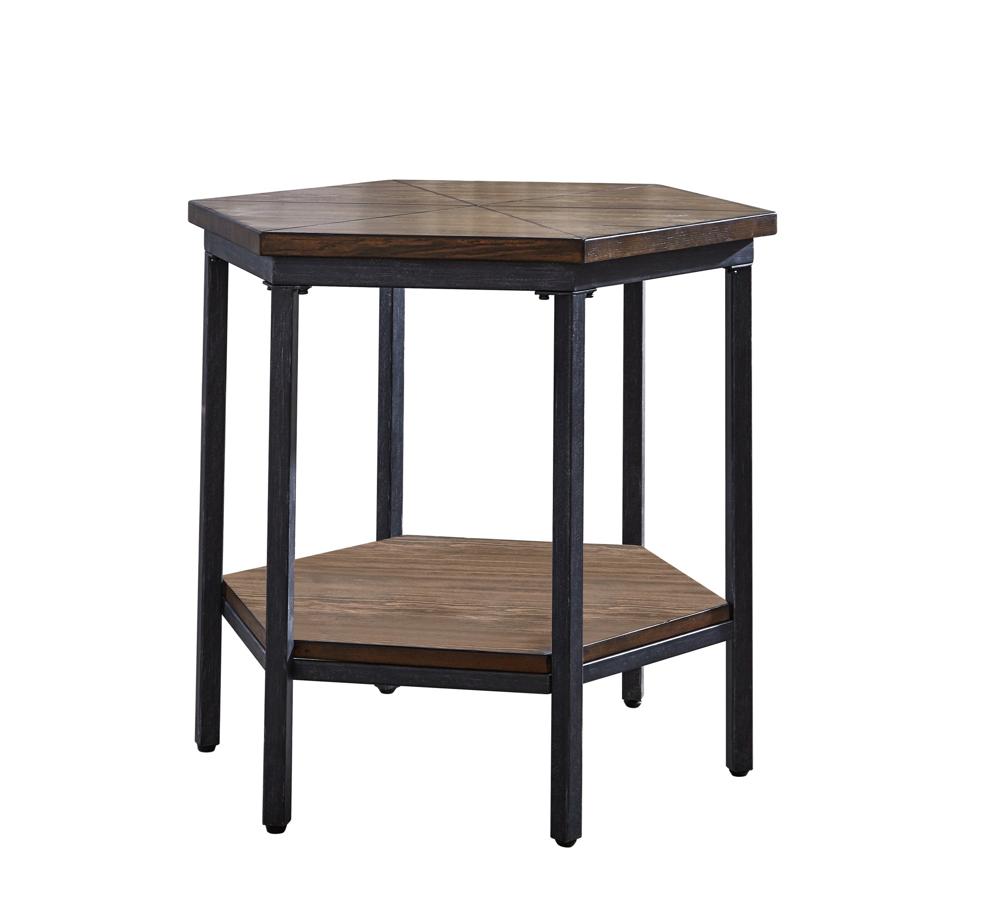 Ultimo Hexagon End Table Brown Brown Iron