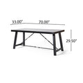 Homeros Solid Wood Top Metal Base Dining Table Black Acacia Wood