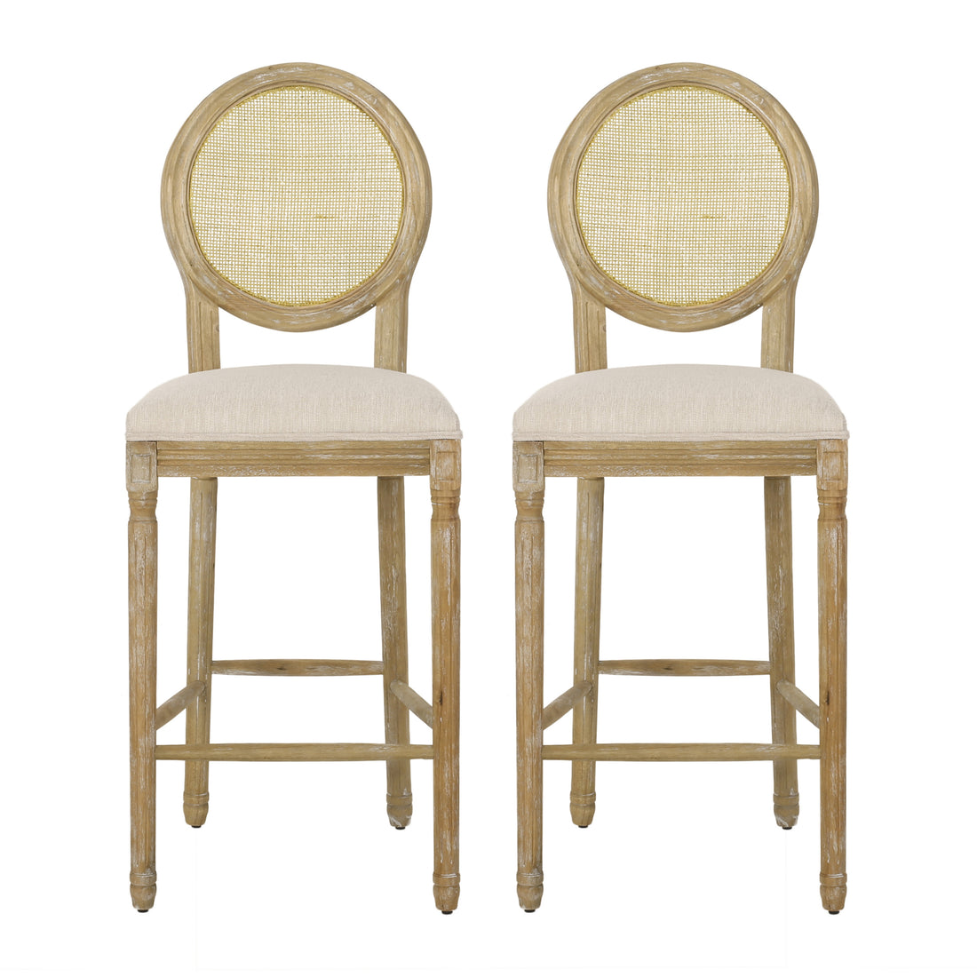 Barstool Mp2 Set Of 2 Beige Natural Rattan Fabric