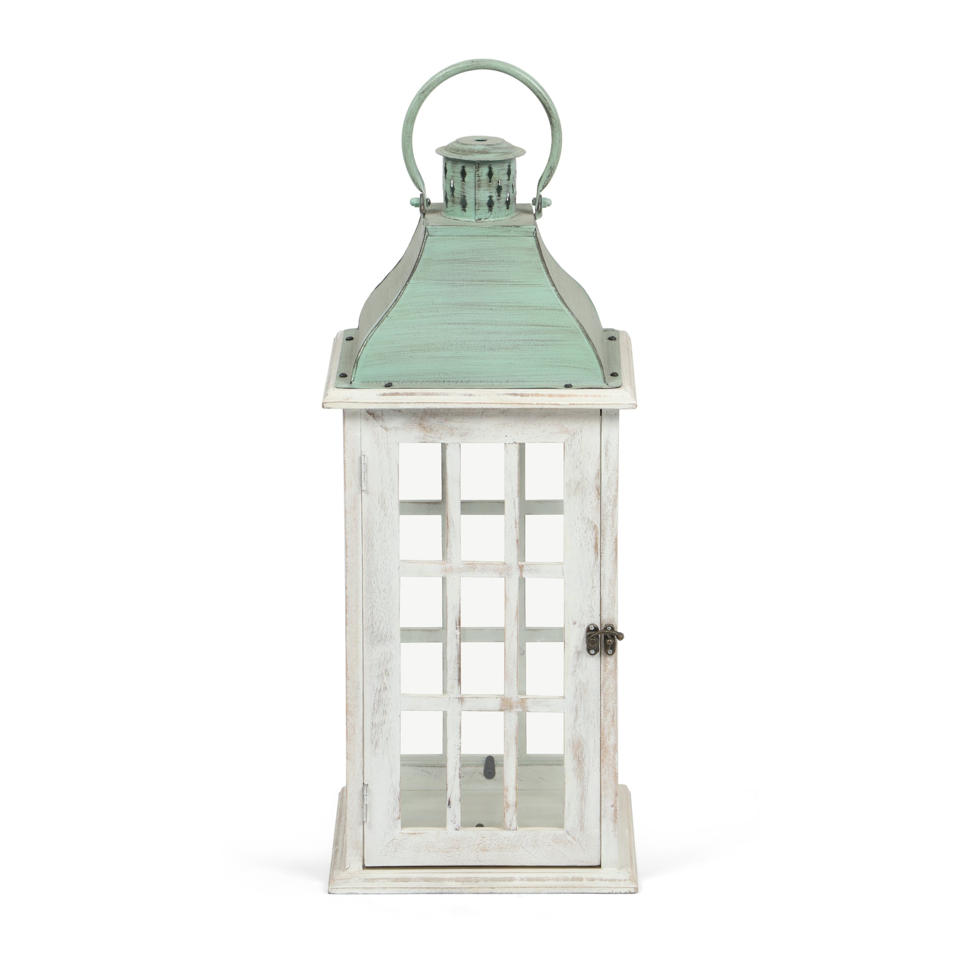 Small Lantern White Green Wood