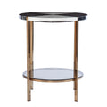 Cortinada Round Faux Marble End Table Black Iron