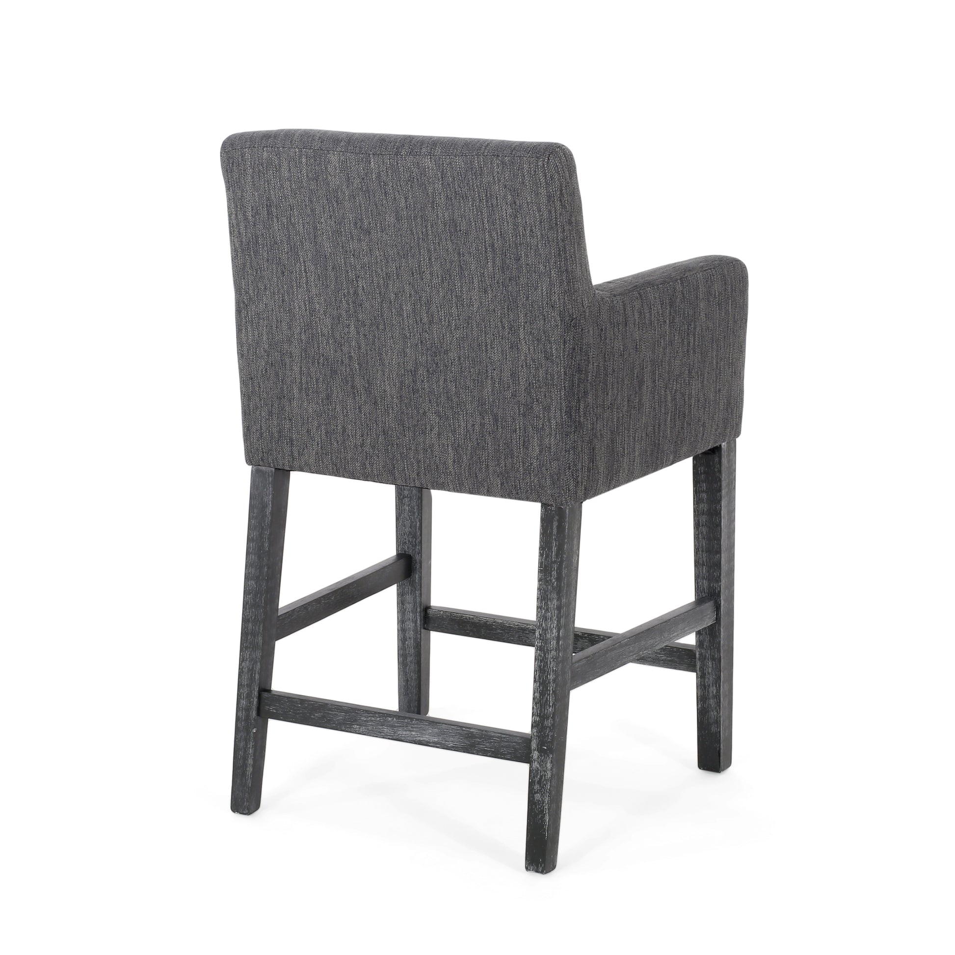 Upholstered 26 Inch Counter Stool Charcoal Gray Charcoal Fabric