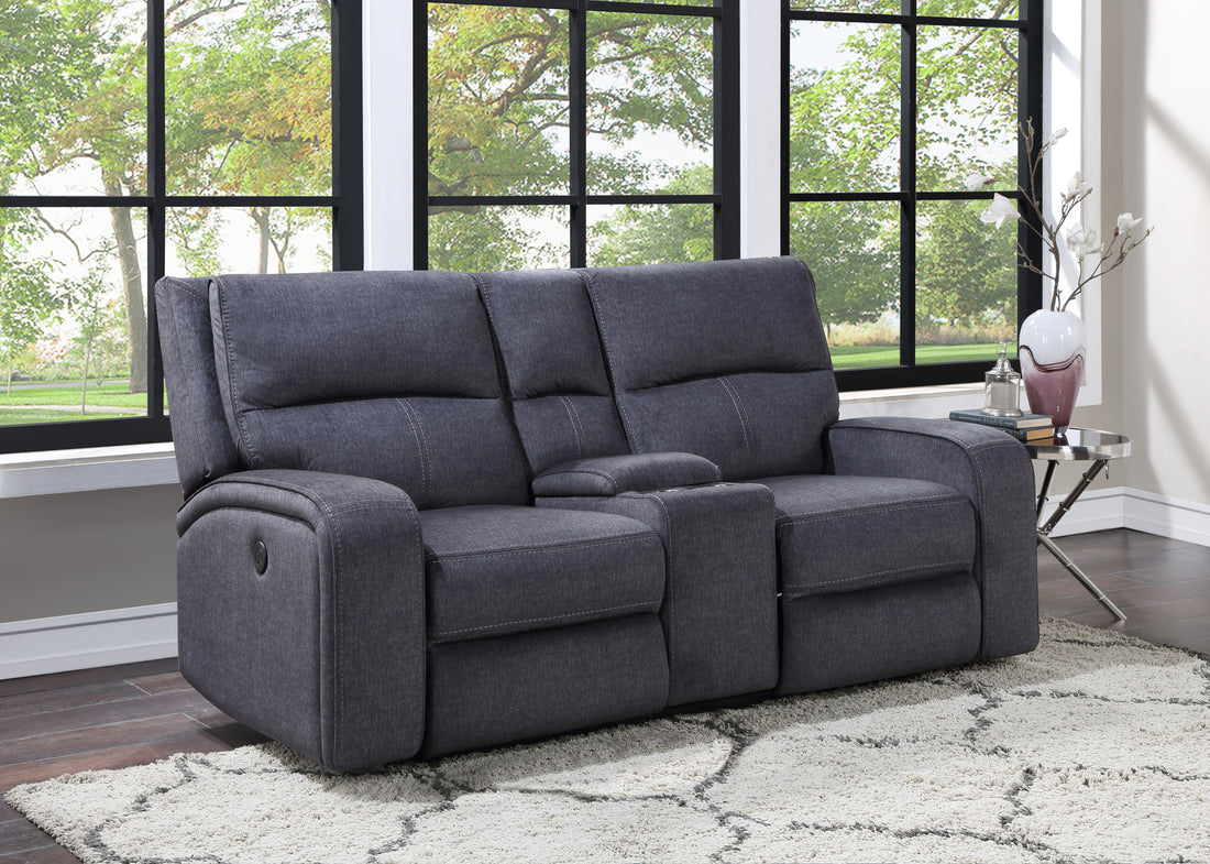 Lovell Power Console Loveseat Dark Gray Dark Gray Fabric 2 Seat