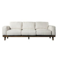 3 Seater Sofa Beige Wood 3 Seat
