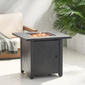 Outdoor Patio Propane Fire Pit 24.5'' H X 28'' W Square Iron Gas Burning Fire Table 40,000 Btu, Tank In Side, Black Black Iron