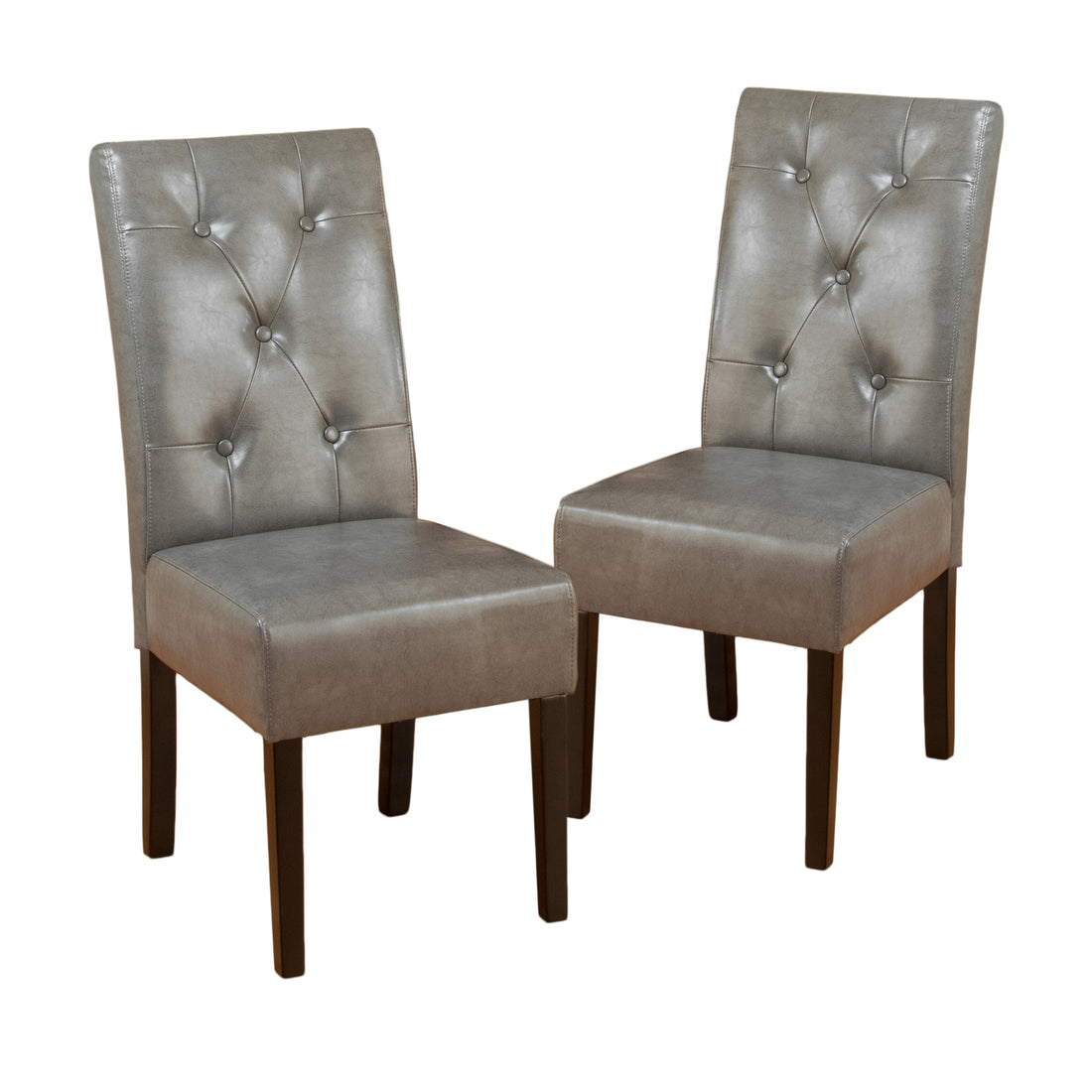 Carter 5 Tuft Kd Dining Chair Set Of 2 Dark Grey Wood Metal